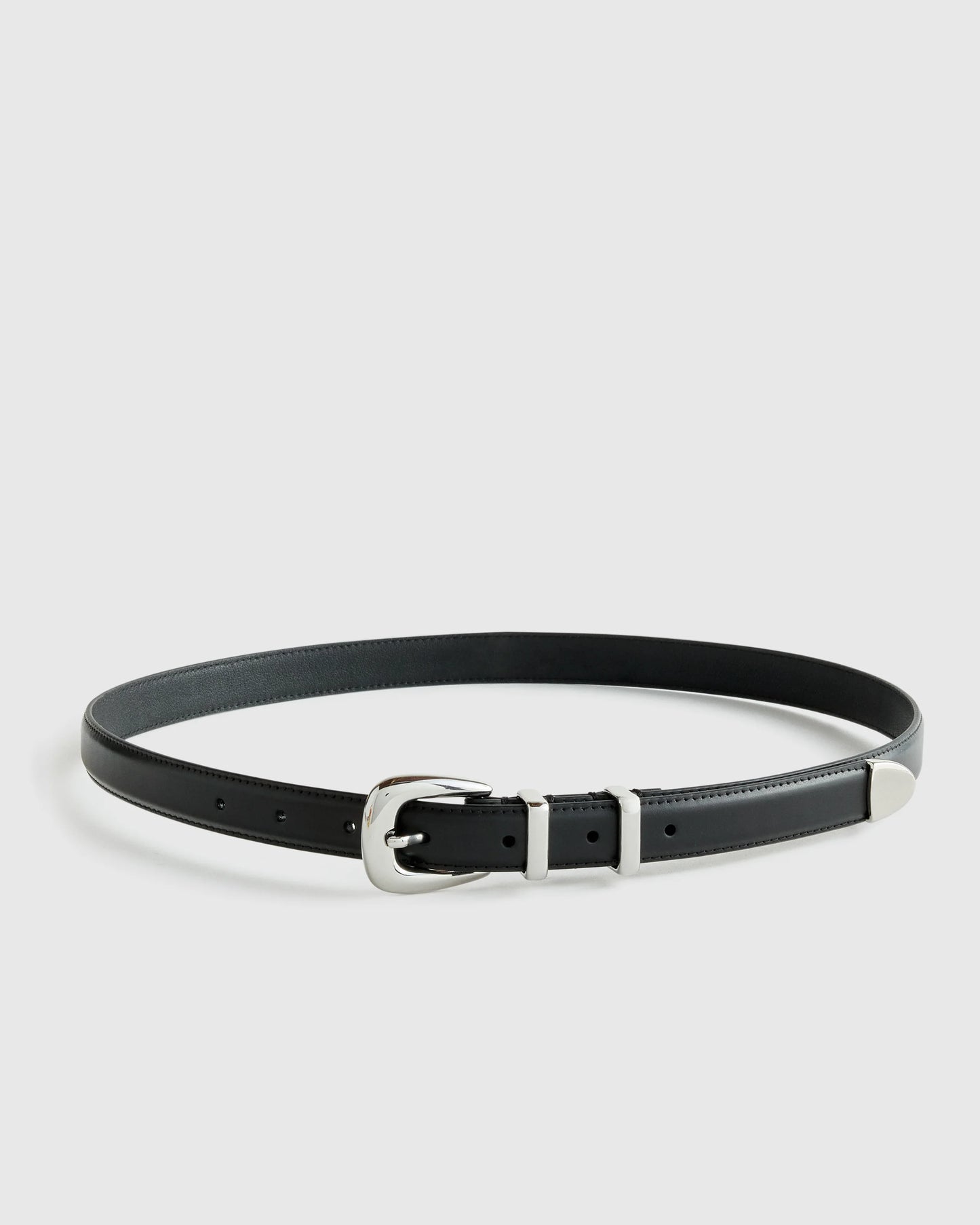 Lola European Leather Western Skinny Belt - XS / Black/Gold