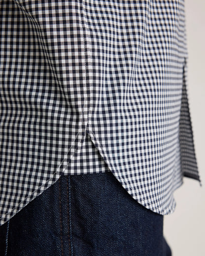 Organic Cotton Stretch Poplin Dress Shirt - S / White/Navy Minigrid