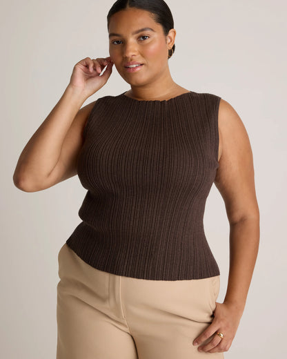 Cotton Cashmere Ribbed Tank - XS / Heather Oatmeal