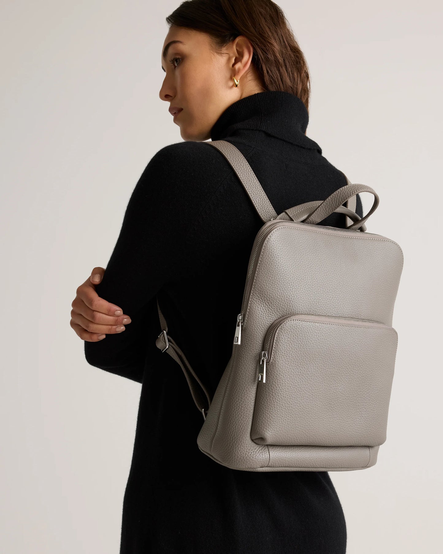 Italian Leather Convertible Backpack - One Size / Black