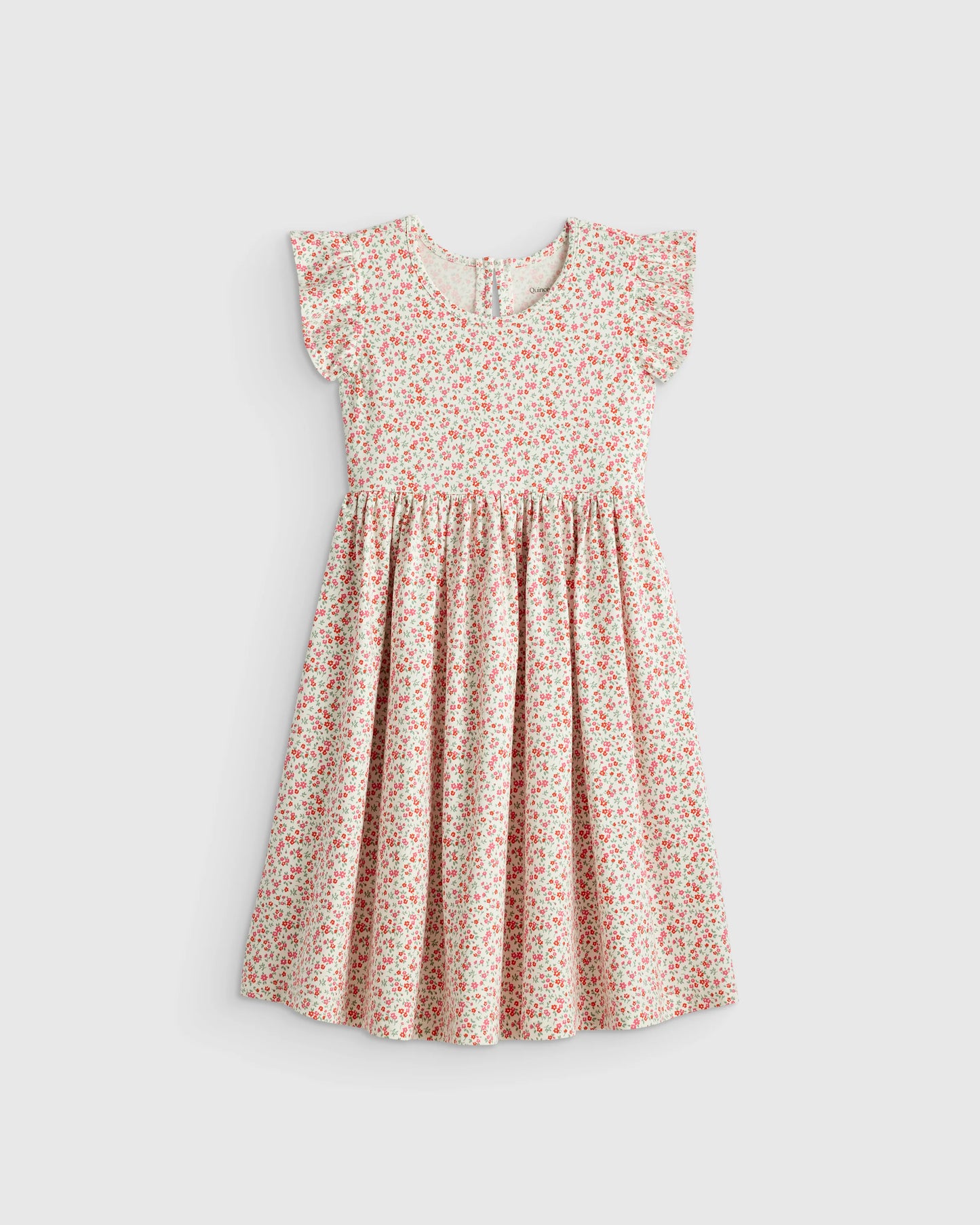 Organic Cotton Sleeveless Ruffle Dress - 2T / Aqua Daisy