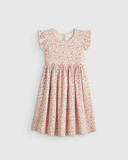 Organic Cotton Sleeveless Ruffle Dress - 2T / Aqua Daisy