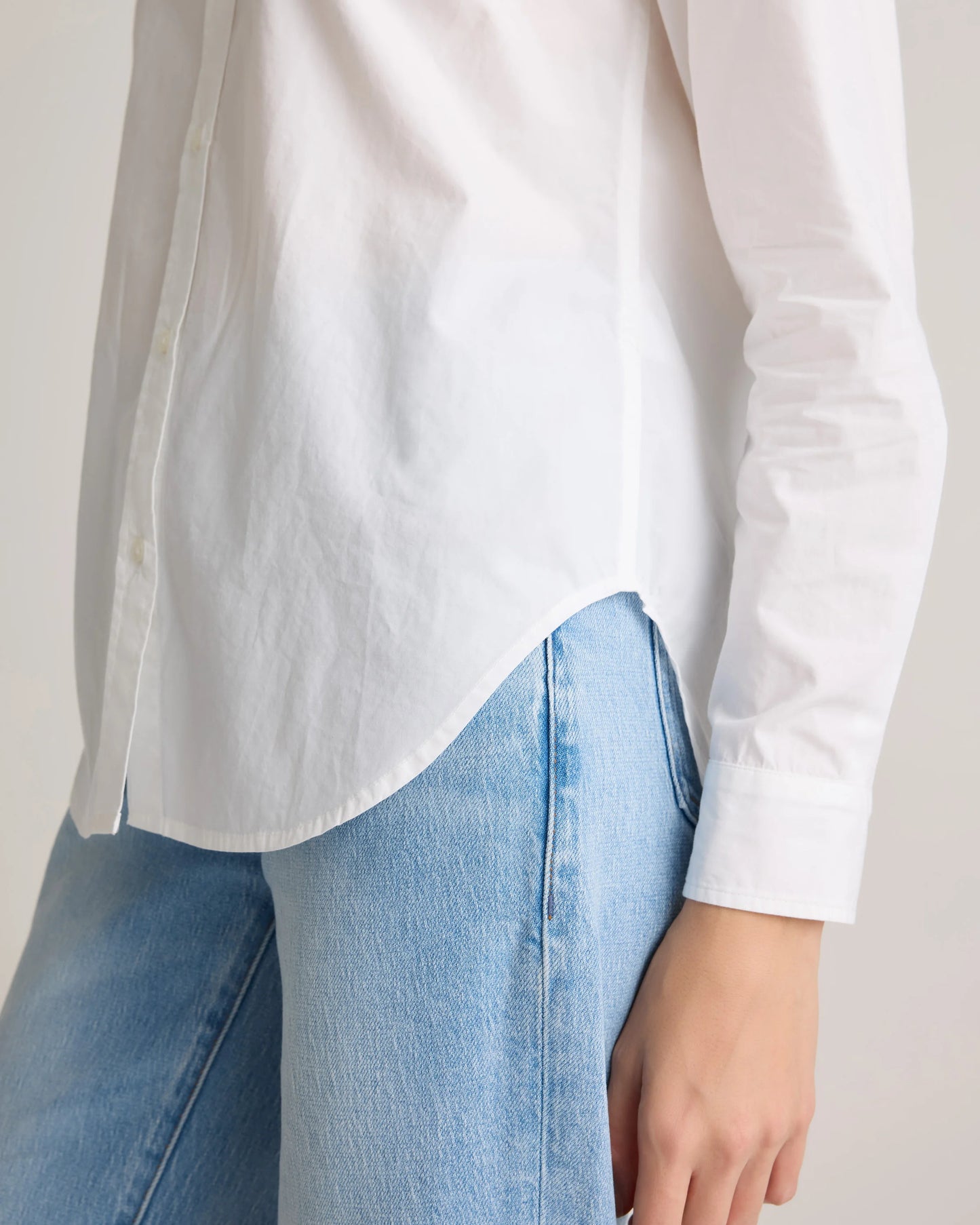 100% Organic Cotton Poplin Long Sleeve Shirt - XS / Delta Blue Double Stripe