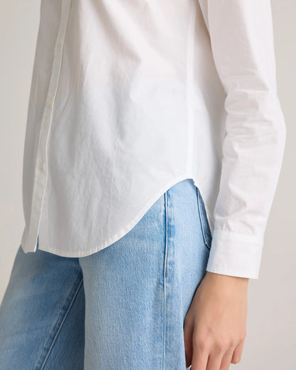 100% Organic Cotton Poplin Long Sleeve Shirt - XS / Delta Blue Double Stripe