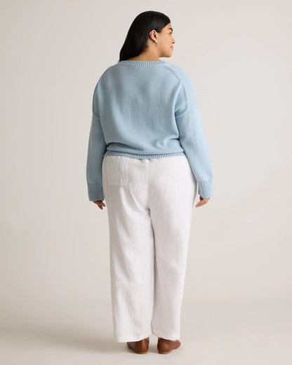 100% Organic Cotton Boyfriend Crew Sweater - 1X / Shell Pink