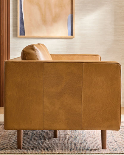 Italian Leather Midcentury Sofa - One Size / Chestnut