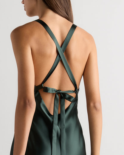 Bianca Stretch Satin Dress - 0 / Garden Sage Green