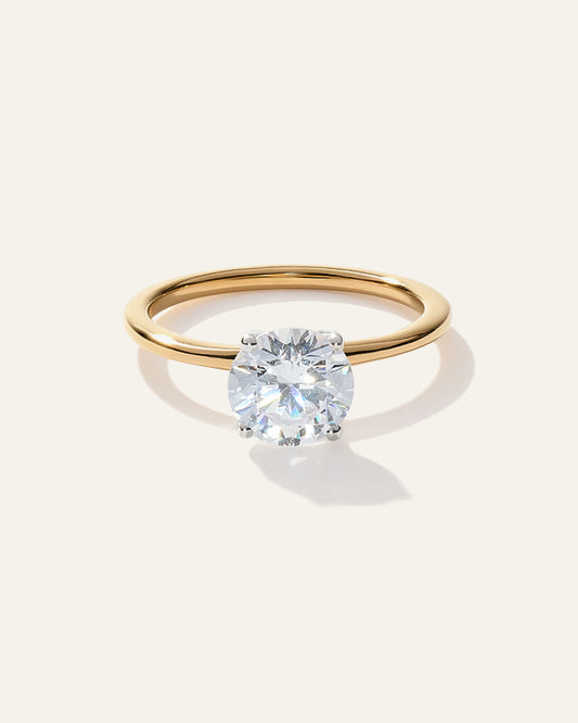 Lab Grown Diamond Round Petite Classic Engagement Ring - 1.50ct - 4 / Yellow Gold