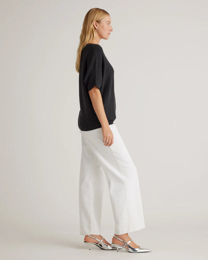 Lightweight Cotton Cashmere Link-Stitch Dolman Sweater - XS / Sugar Stone