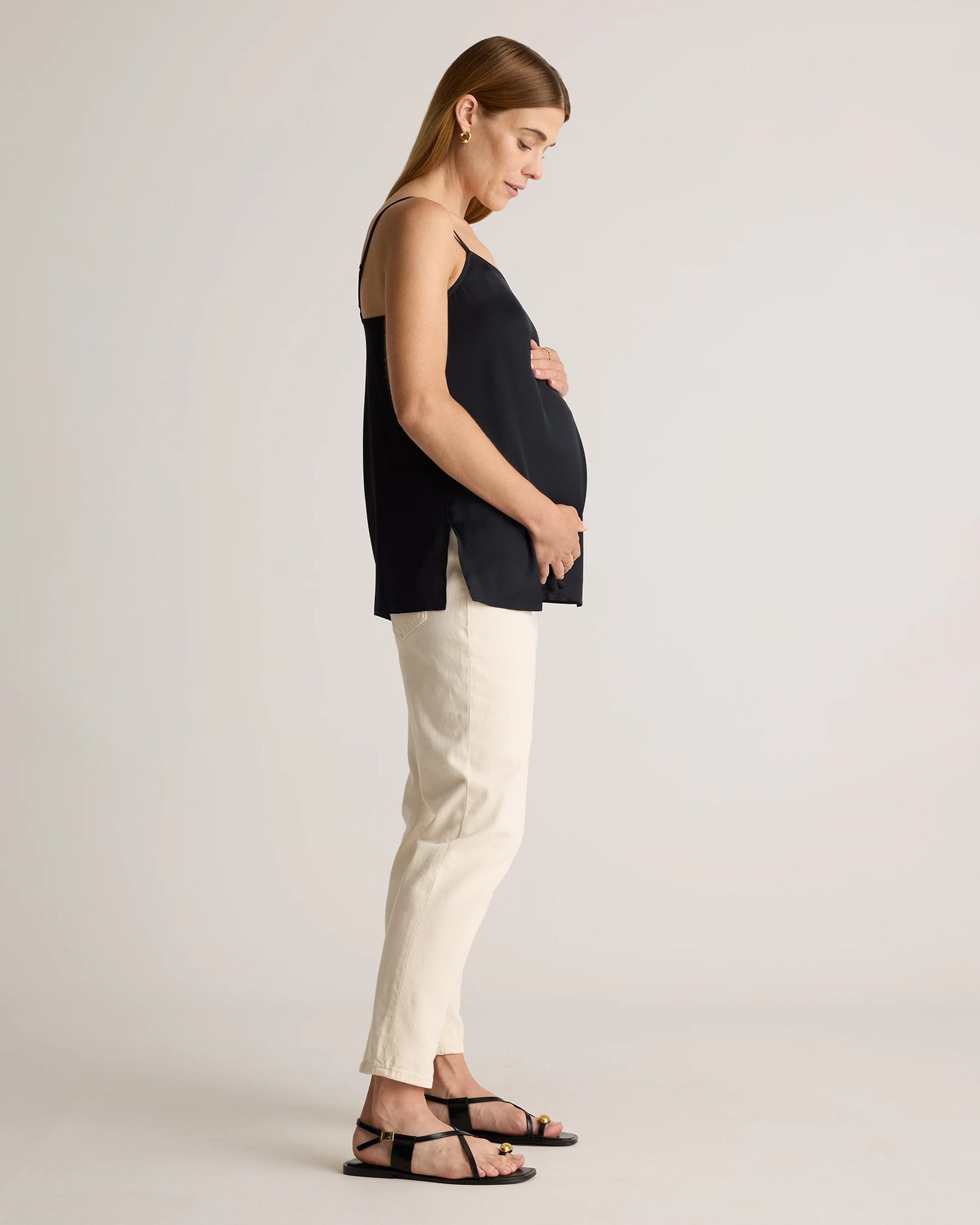 Washable Stretch Silk V-Neck Maternity Cami - XS / Moonstone Blue