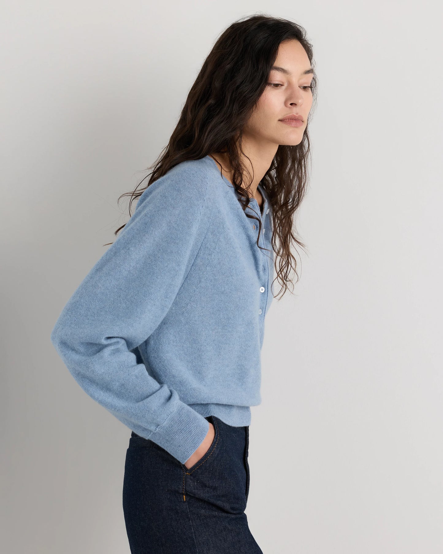 Mongolian Cashmere Dolman Sleeve Henley Sweater - XS / Oatmeal