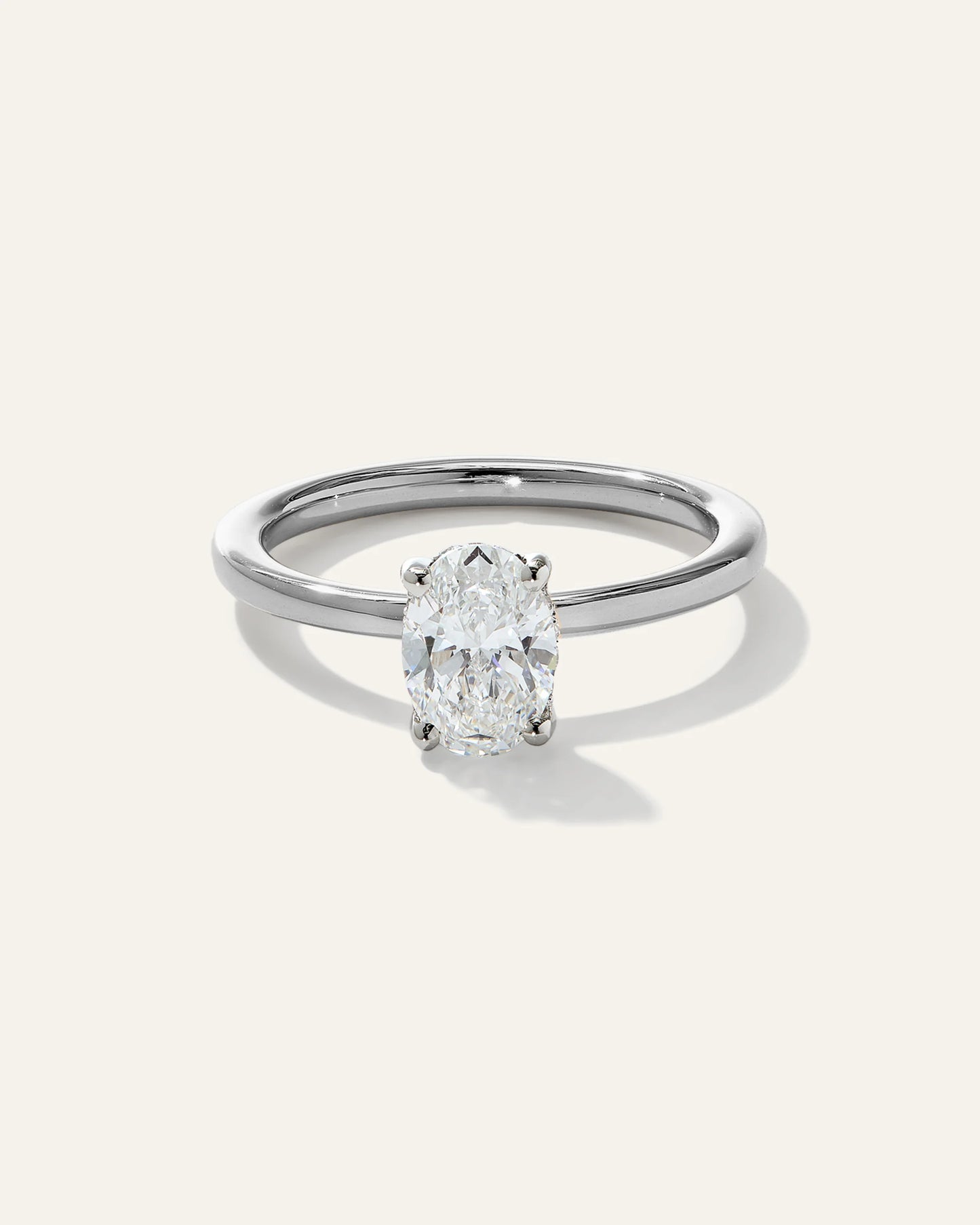 Lab Grown Diamond Oval Petite Hidden Halo Engagement Ring - 1ct - 4 / Yellow Gold