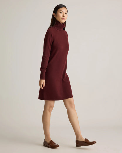 Mongolian Cashmere Turtleneck Sweater Dress - XS / Moss