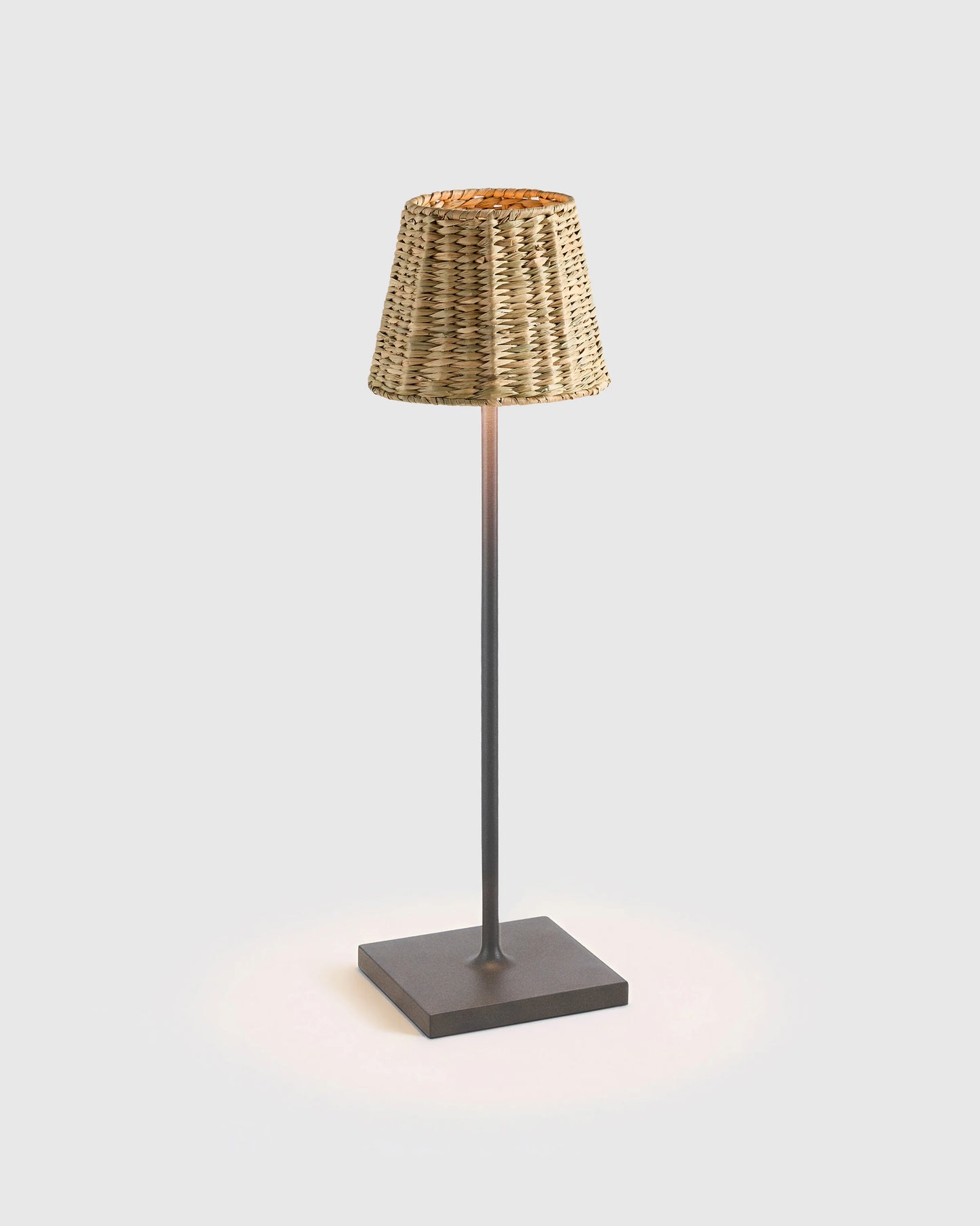 Poldina Pro Rechargeable Table Lamp with Seagrass Shade by Zafferano - Regular / White