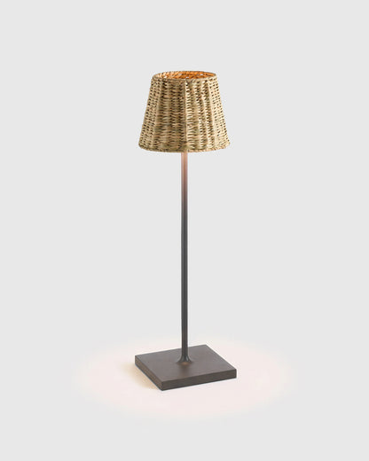 Poldina Pro Rechargeable Table Lamp with Seagrass Shade by Zafferano - Regular / White