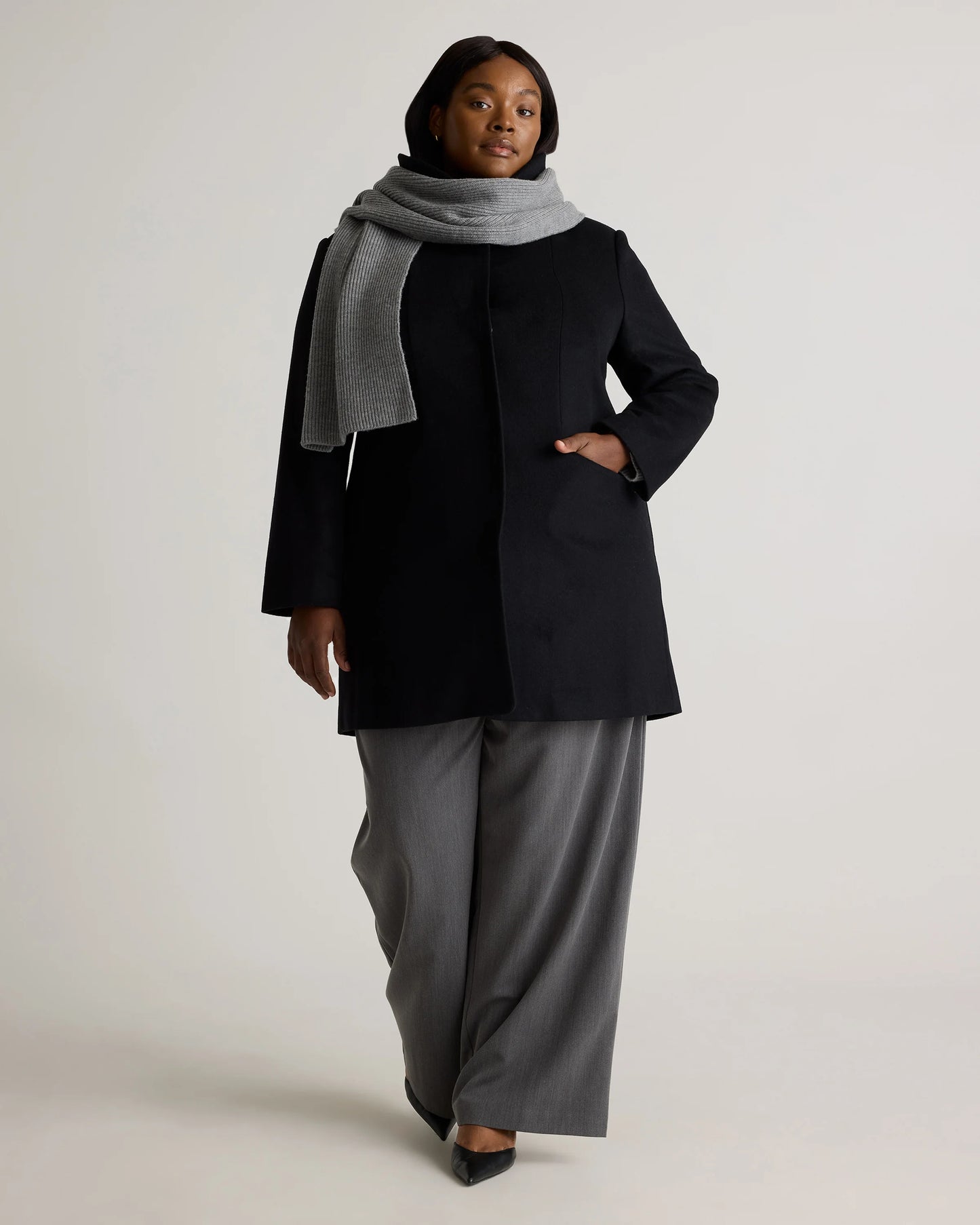 Merino Wool Fisherman Scarf - One Size / Heather Grey