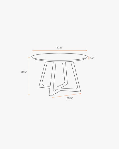 Solid Wood Midcentury Round Dining Table - One Size / Brown Walnut