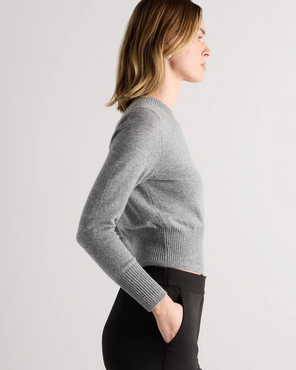 Mongolian Cashmere Shrunken Crewneck Sweater - XS / Ivory