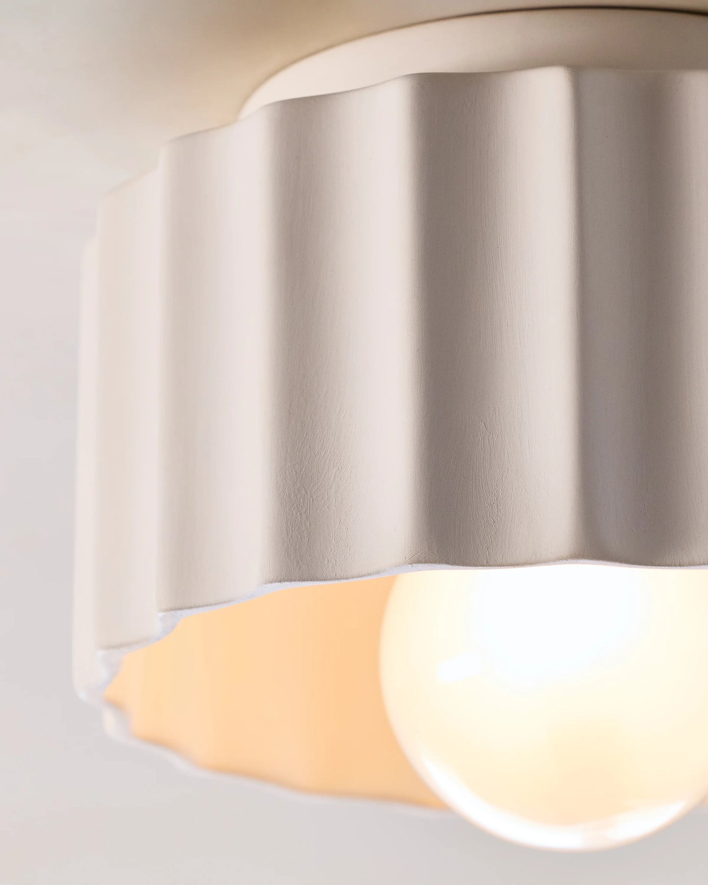 Scalloped Ceramic Flush Mount / Sconce - 8" / Natural