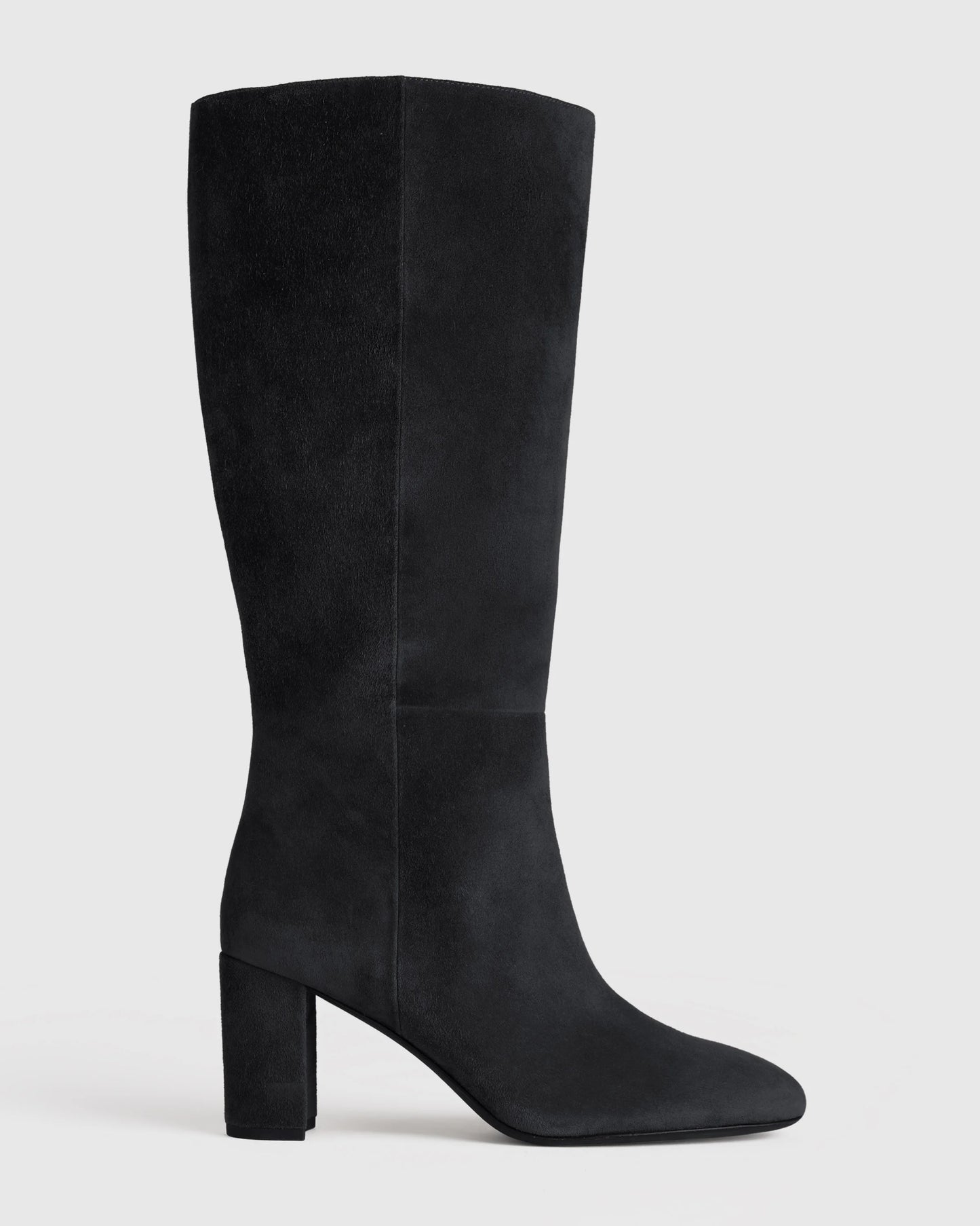 Italian Suede Block Heel Boots - 5 / Espresso Brown