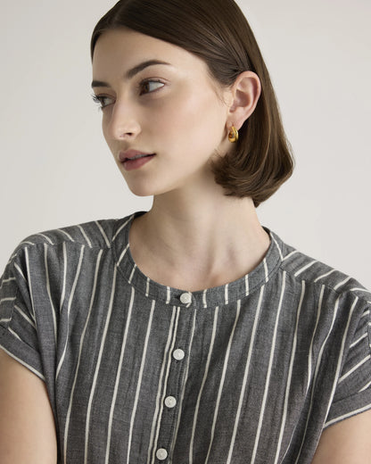 100% Organic Cotton Gauze Roll Sleeve Shirt - XS / Spiced Orange