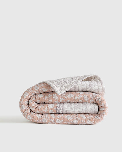 Organic Cotton Block Print Quilt - Twin / Green