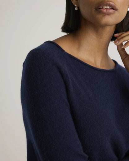 Mongolian Cashmere Boatneck Sweater - XS / Black