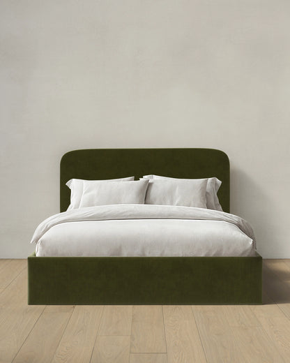 Curved Bed in Performance Velvet - Full / Walnut