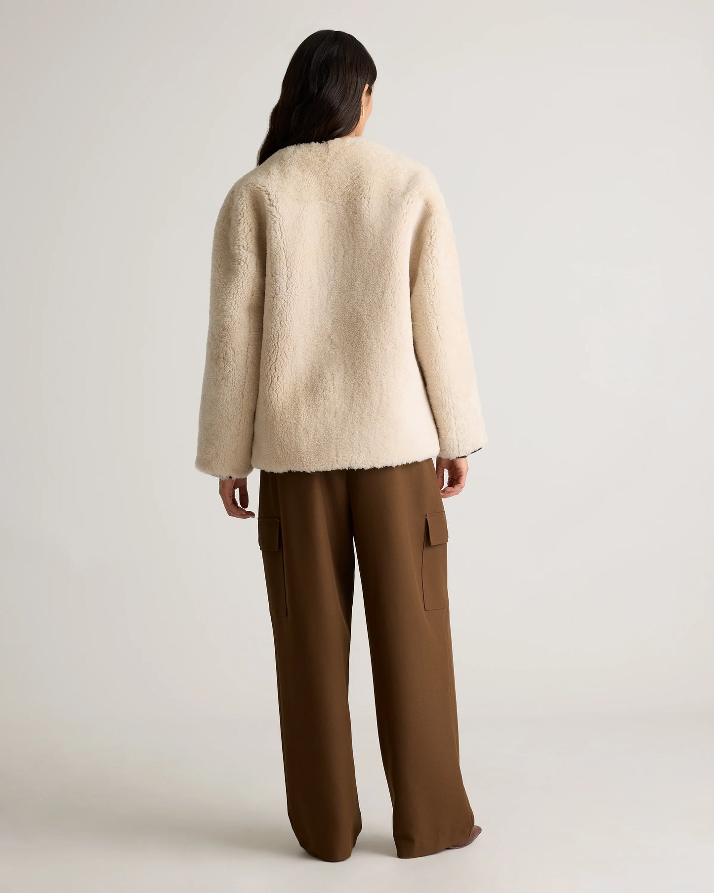 100% Shearling Duffle Jacket - XS / Cream Shearling