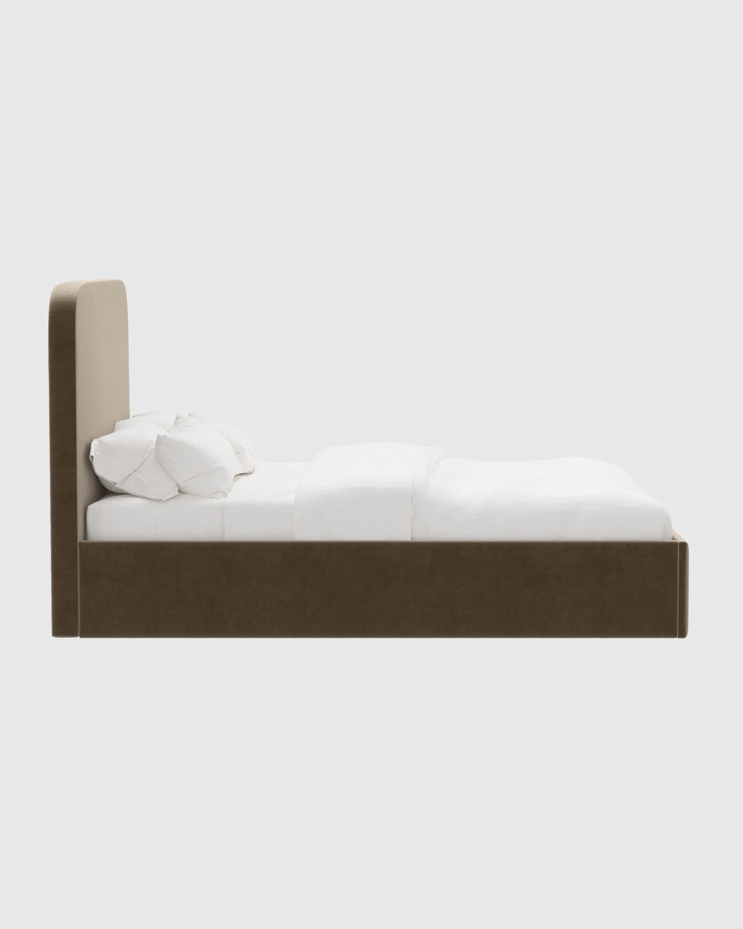 Curved Bed in Performance Velvet - Full / Walnut