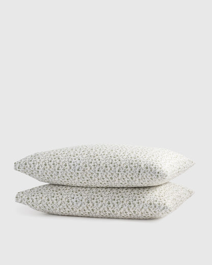 Organic Crisp Percale Floral Pillowcase Set - Standard / Toffee Florette