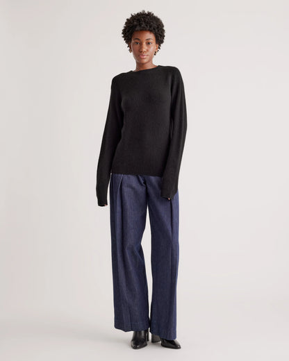 100% Yak Wool Crewneck Sweater - XS / Black