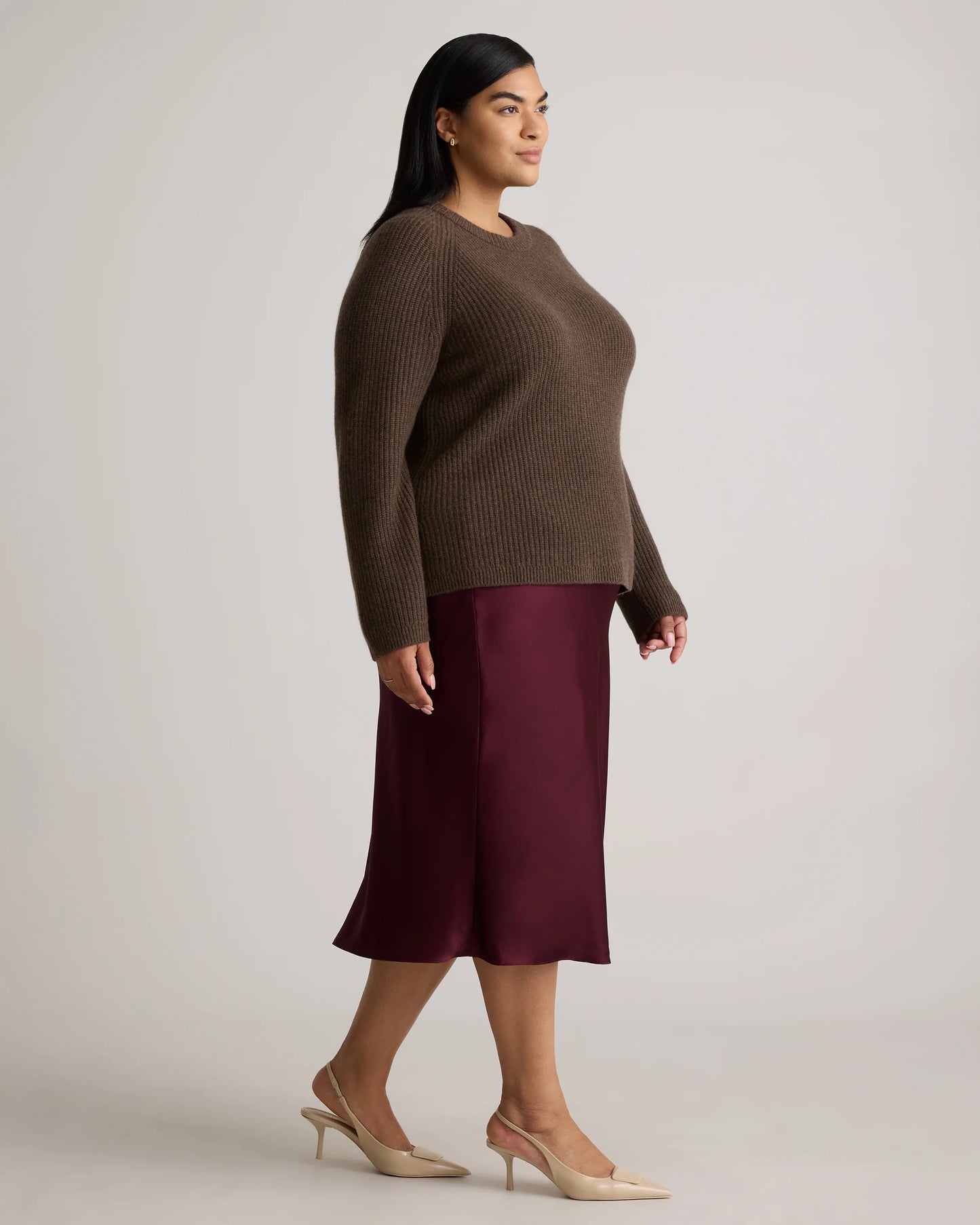 Mongolian Cashmere Fisherman Crewneck Sweater - 1X / Pale Custard Yellow
