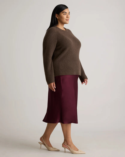 Mongolian Cashmere Fisherman Crewneck Sweater - 1X / Pale Custard Yellow