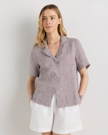 100% European Linen Short Sleeve Shirt - XS / Moonstone Blue