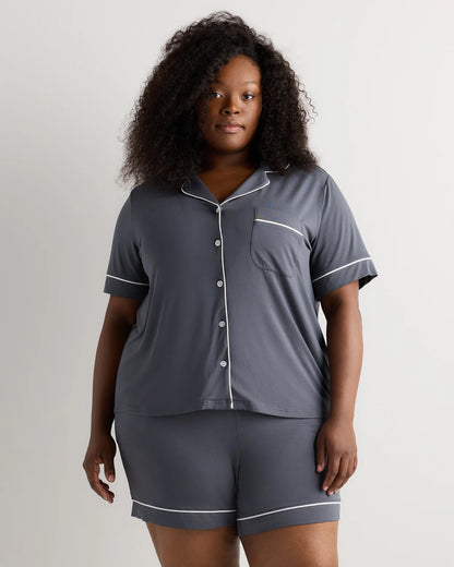 Bamboo Jersey Short Sleeve Pajama Set - 1X / Black