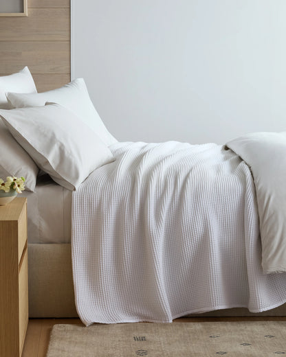 Organic Waffle Bed Blanket - Twin / White