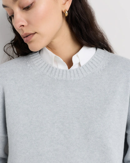 100% Organic Cotton Boyfriend Crew Sweater - XS / Speckled Beige