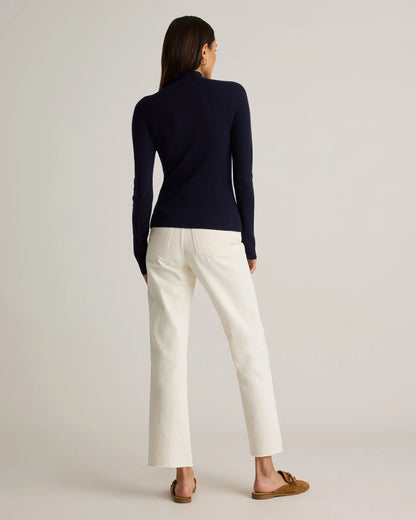 Featherweight Cashmere Ribbed Mockneck Sweater - XS / Deep Navy