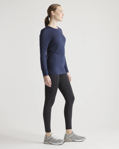 100% Merino Wool All-Season Long Sleeve Base Layer - XS / Black