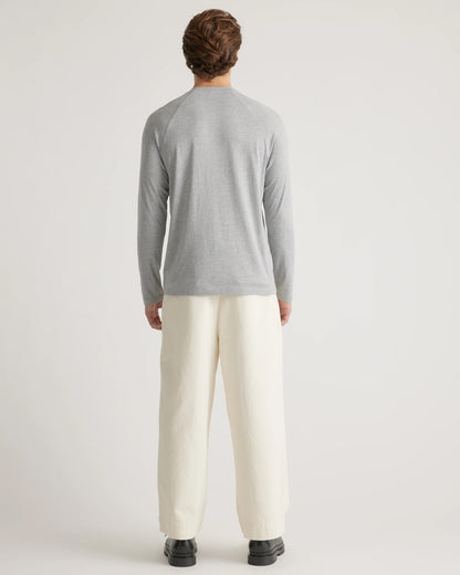 Cotton Modal Long Sleeve Henley Tee - S / Heather Grey