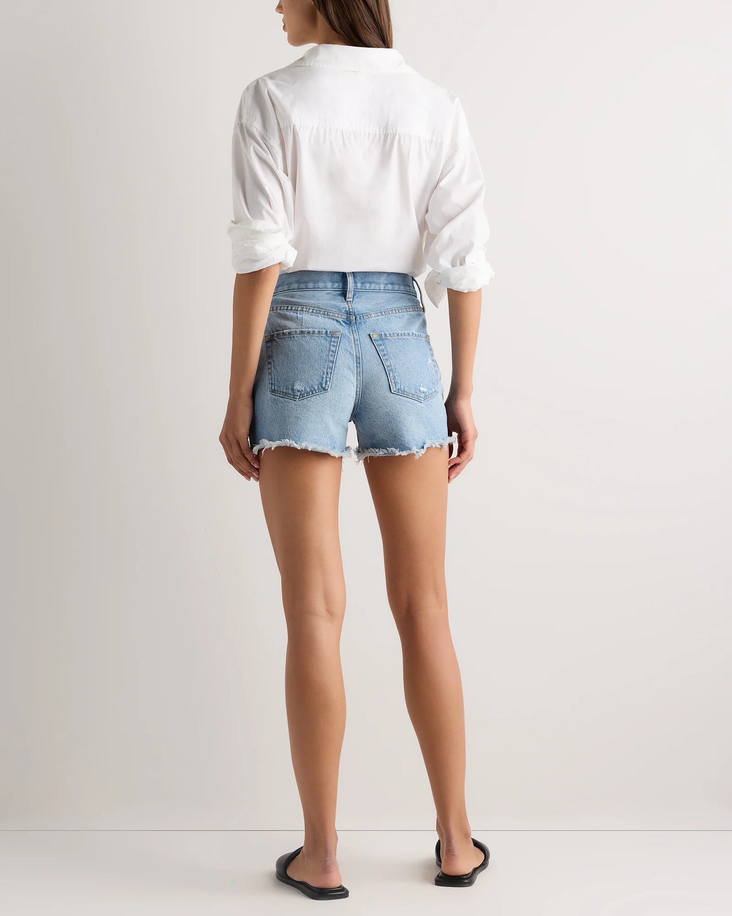 Bella Rigid Cut Off Shorts - 24 / Powder Blue Distressed Fray