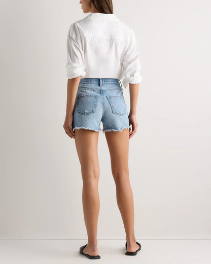 Bella Rigid Cut Off Shorts - 24 / Powder Blue Distressed Fray