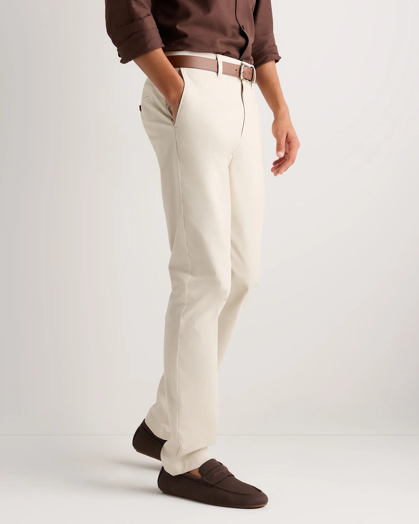 Organic Cotton Stretch Chino Pants - Slim - 30X30 / Stone