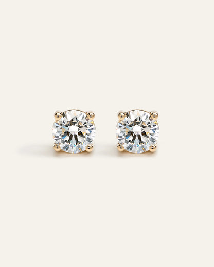 14K Gold Lab Grown Diamond Four-Prong Solitaire Studs - 4ctw - One Size / Yellow Gold