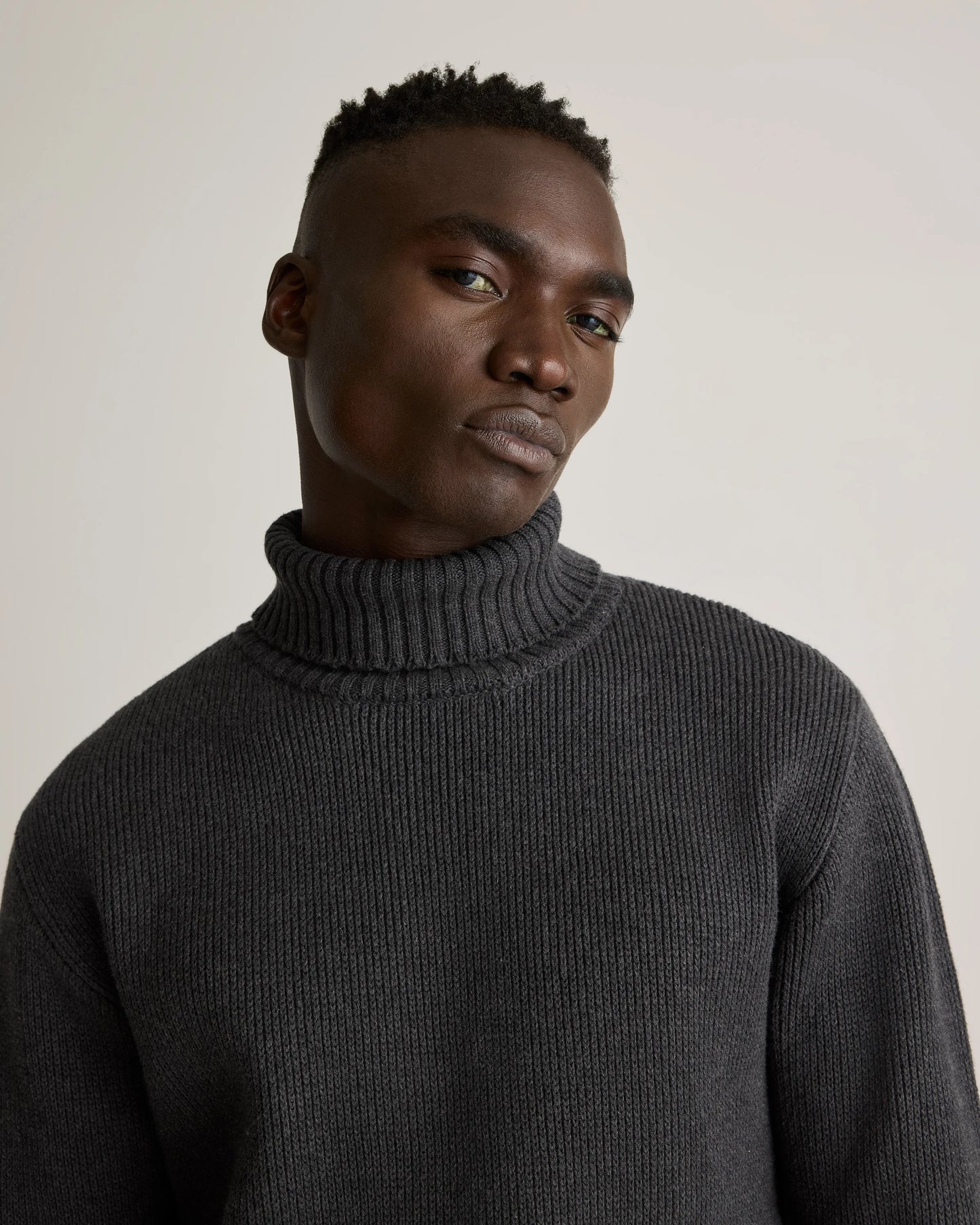 100% Organic Cotton Turtleneck Sweater - S / Charcoal
