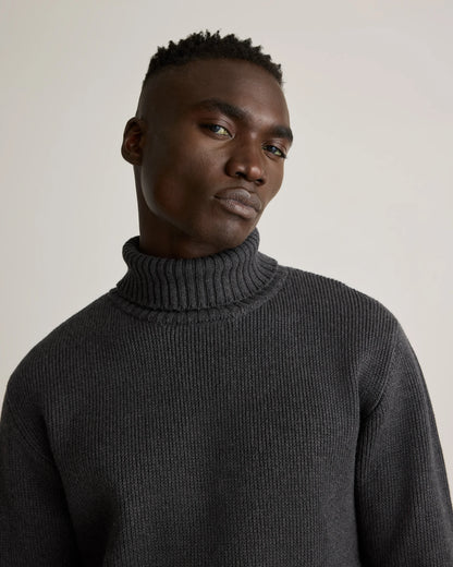 100% Organic Cotton Turtleneck Sweater - S / Charcoal