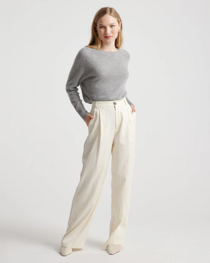 Mongolian Cashmere Boatneck Sweater - XS / Black