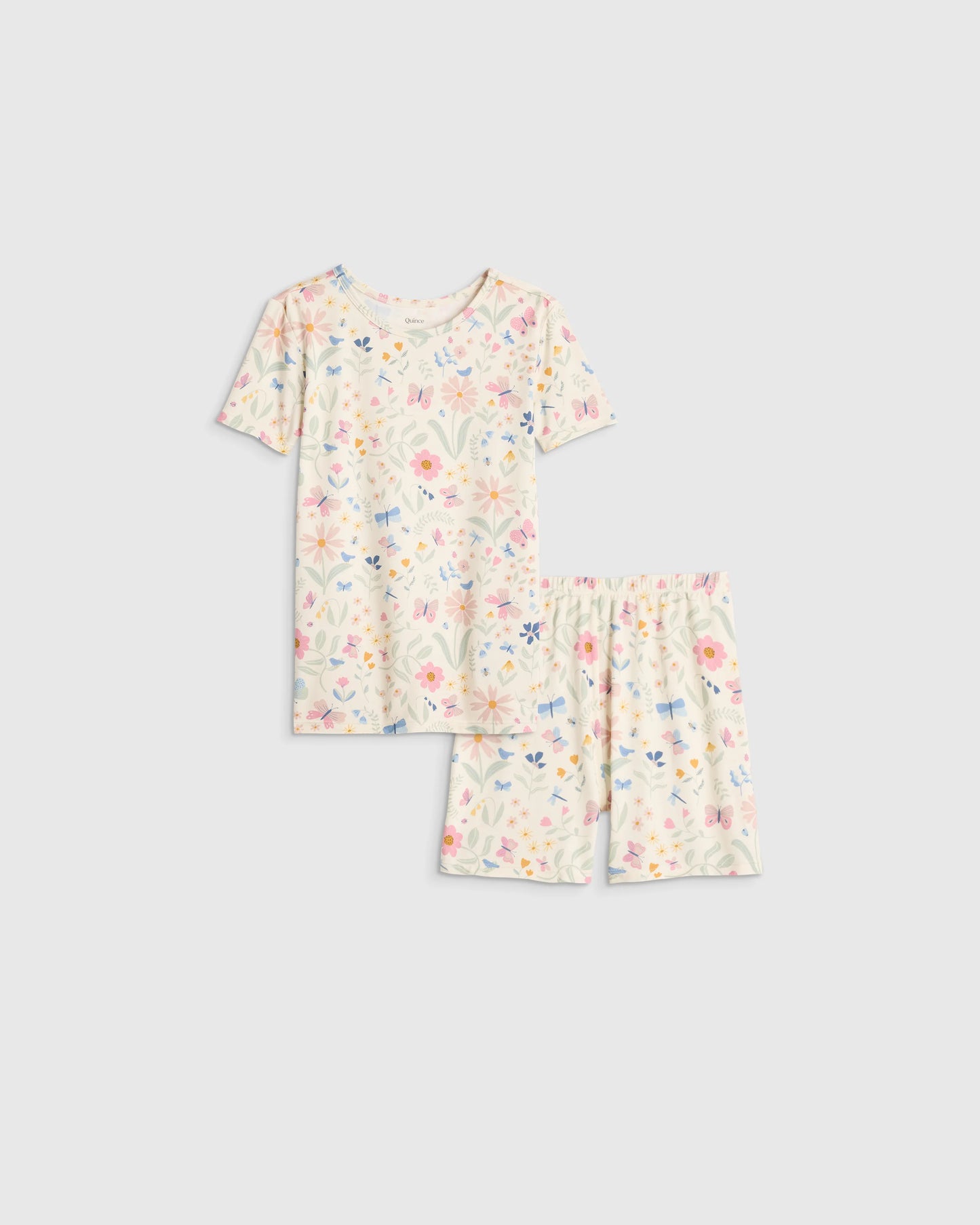 Bamboo Short Sleeve and Shorts Pajama Set - 2T / Lavender Hearts