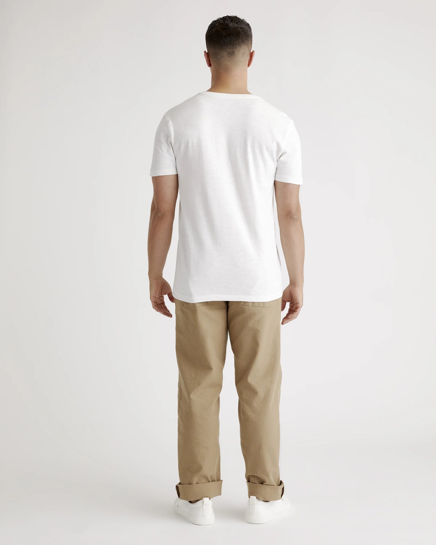 100% Organic Cotton Slub V-Neck Tee - S / Heather Grey
